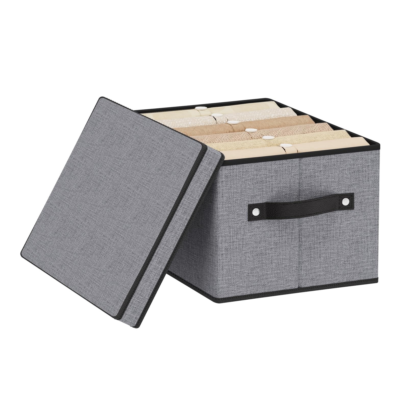 Fabric Storage Boxes 7.1 x 9.1 x 13 Inch Baskets for Shelves with Lids Wardro...