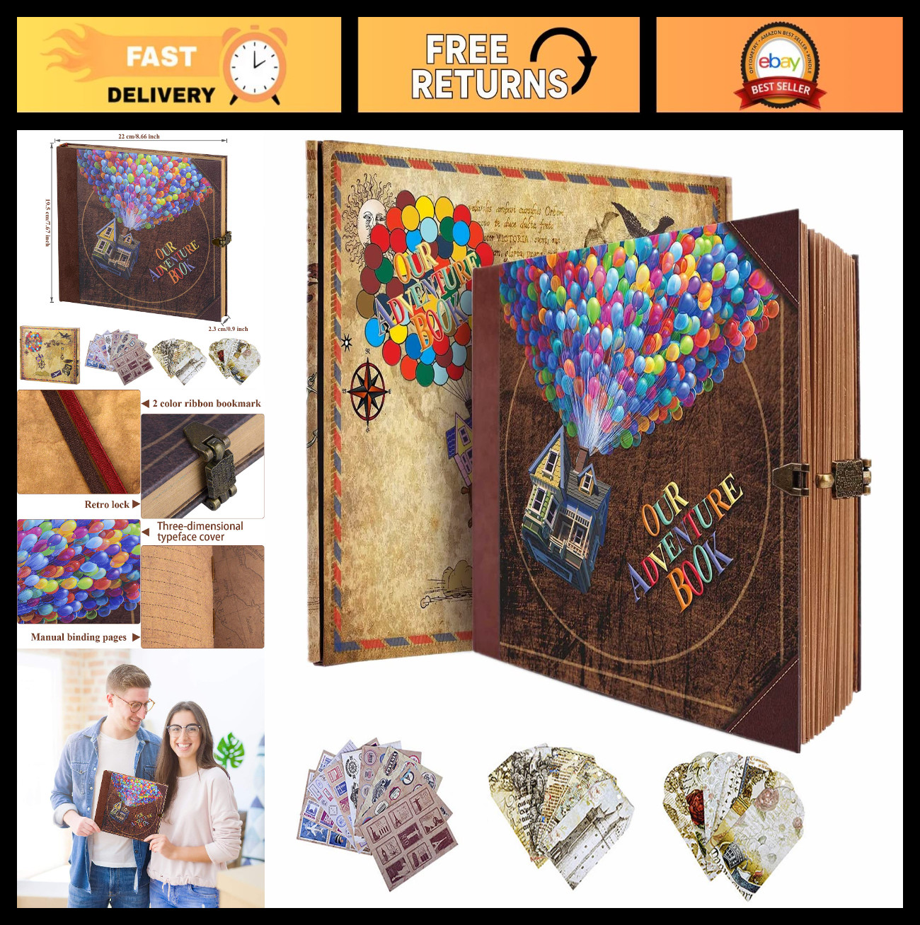 DIY Adventure Scrapbook Album - 146 Pages, Retro Travel Souvenir, Handmade Gift