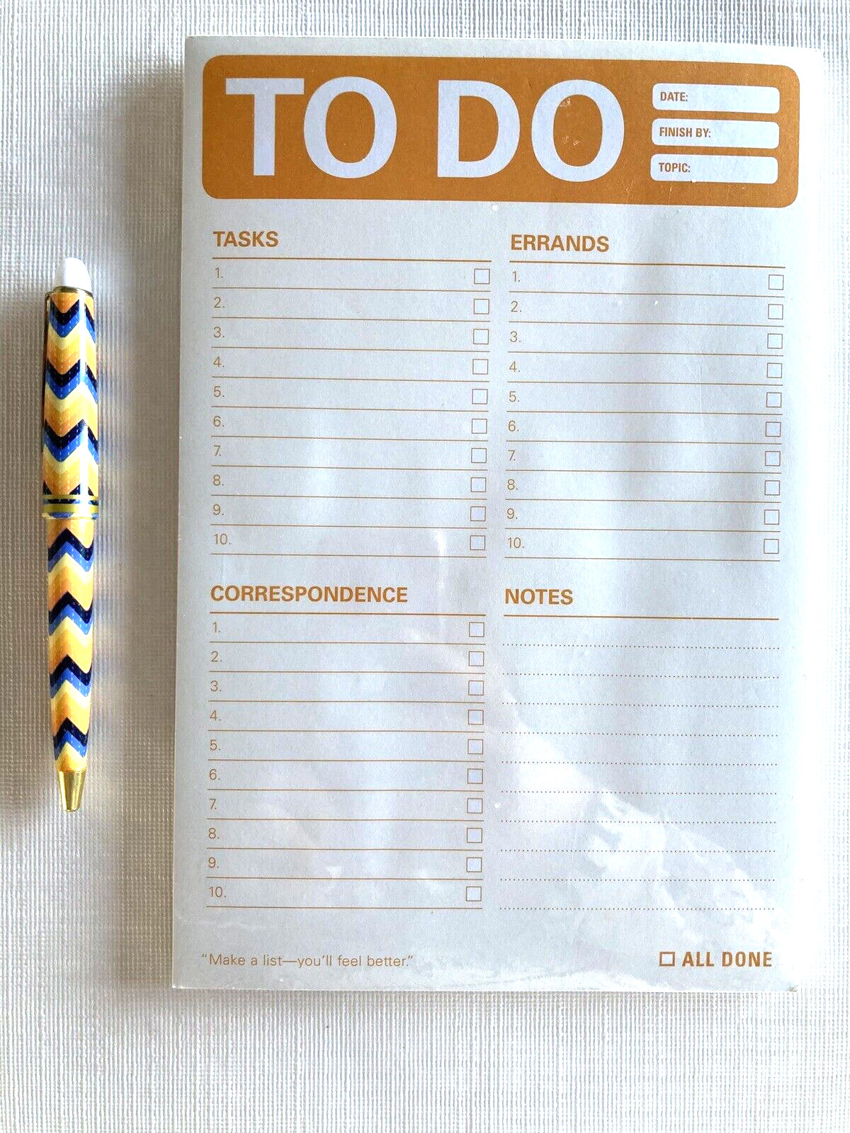Who's There, Inc. TO DO Notepad+Pen 2010 Organizer Planner Pad 6" x 9" NEW NIP