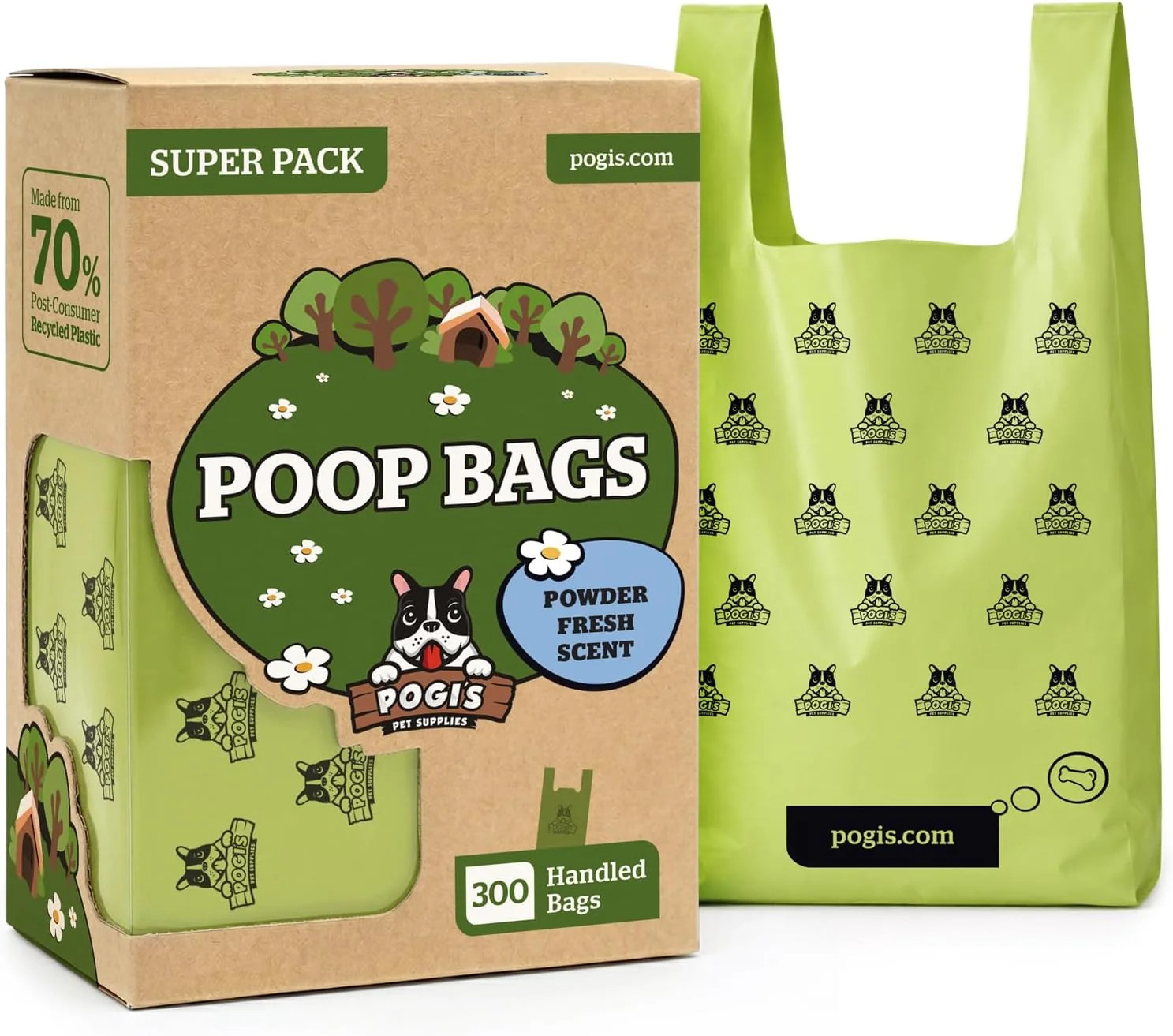 Pogi’S Dog Poop Bags with Handles – Extra-Thick, Leak-Proof, Large, Fresh