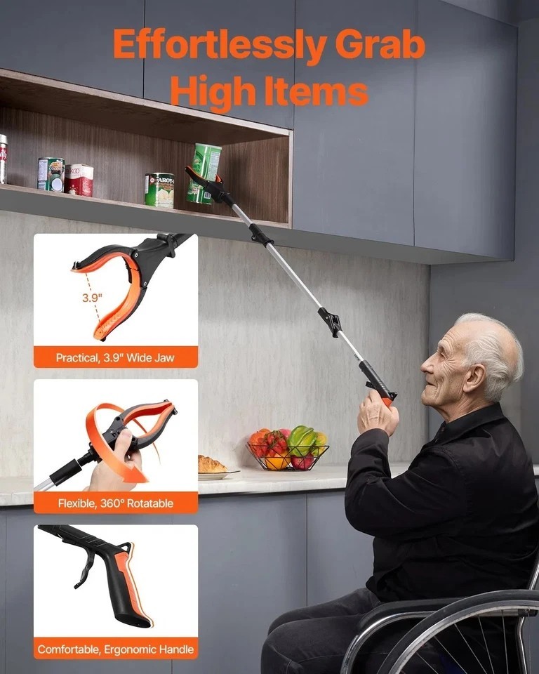 Grabber Reacher Tool, 43" Foldable Reacher Grabber Pickup Tool with 360° Rotatin