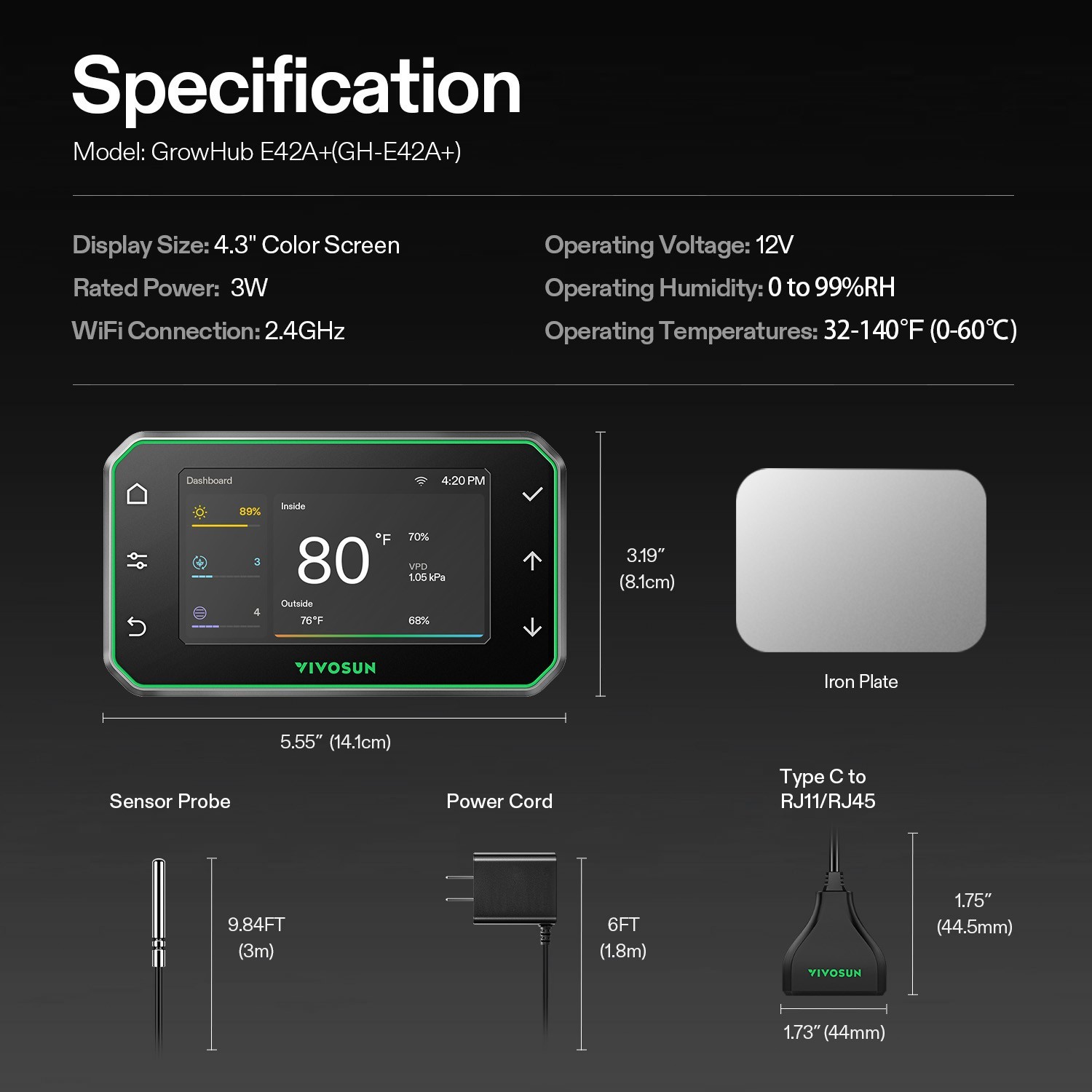 VIVOSUN GrowHub E42A+ Smart Environmental Controller w/ T&H/VPD/Timer/Cycle