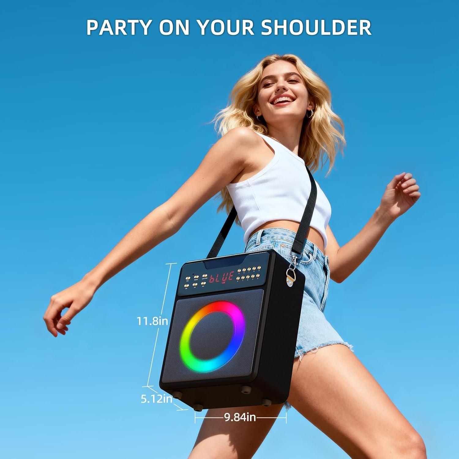 Karaoke Machine with 2 Wireless Microphones,Portable Bluetooth 5.1 Speaker Light