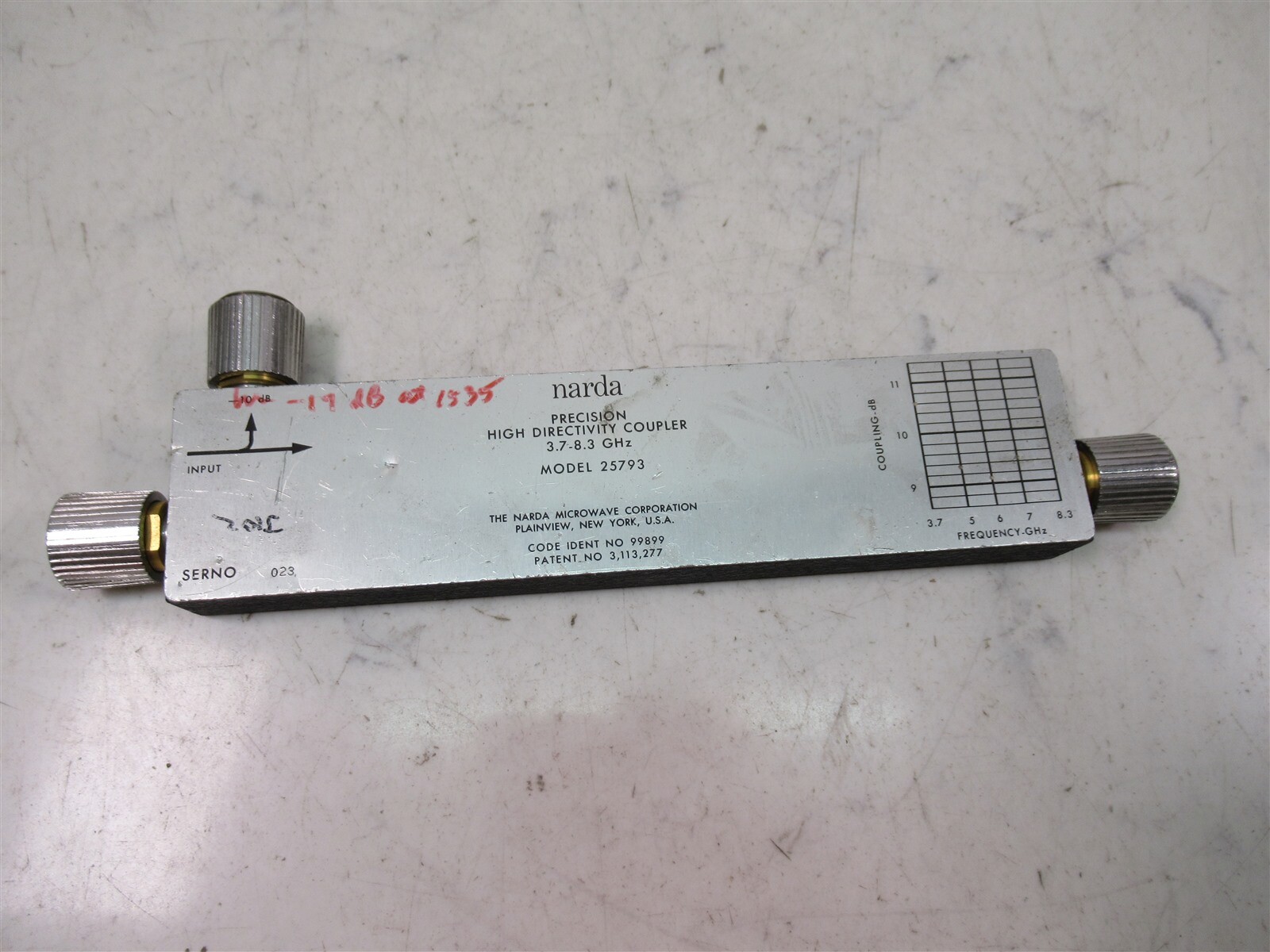Narda Precision High Directivity Coupler 3.7 - 8.3 GHz Model 25793 Laboratory