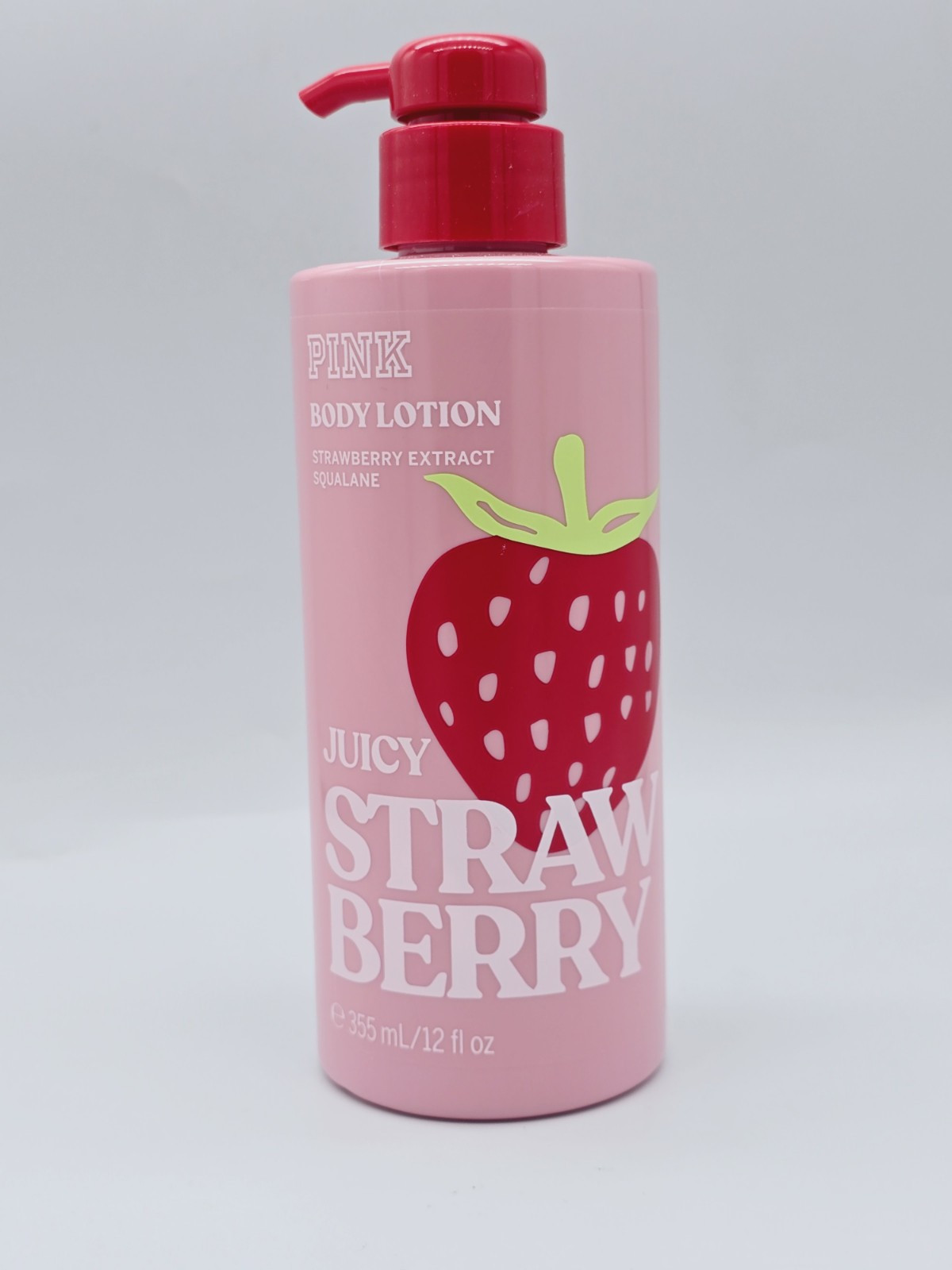VICTORIA'S SECRET PINK JUICY STRAWBERRY BODY LOTION w/ SQUALANE 12 oz NEW