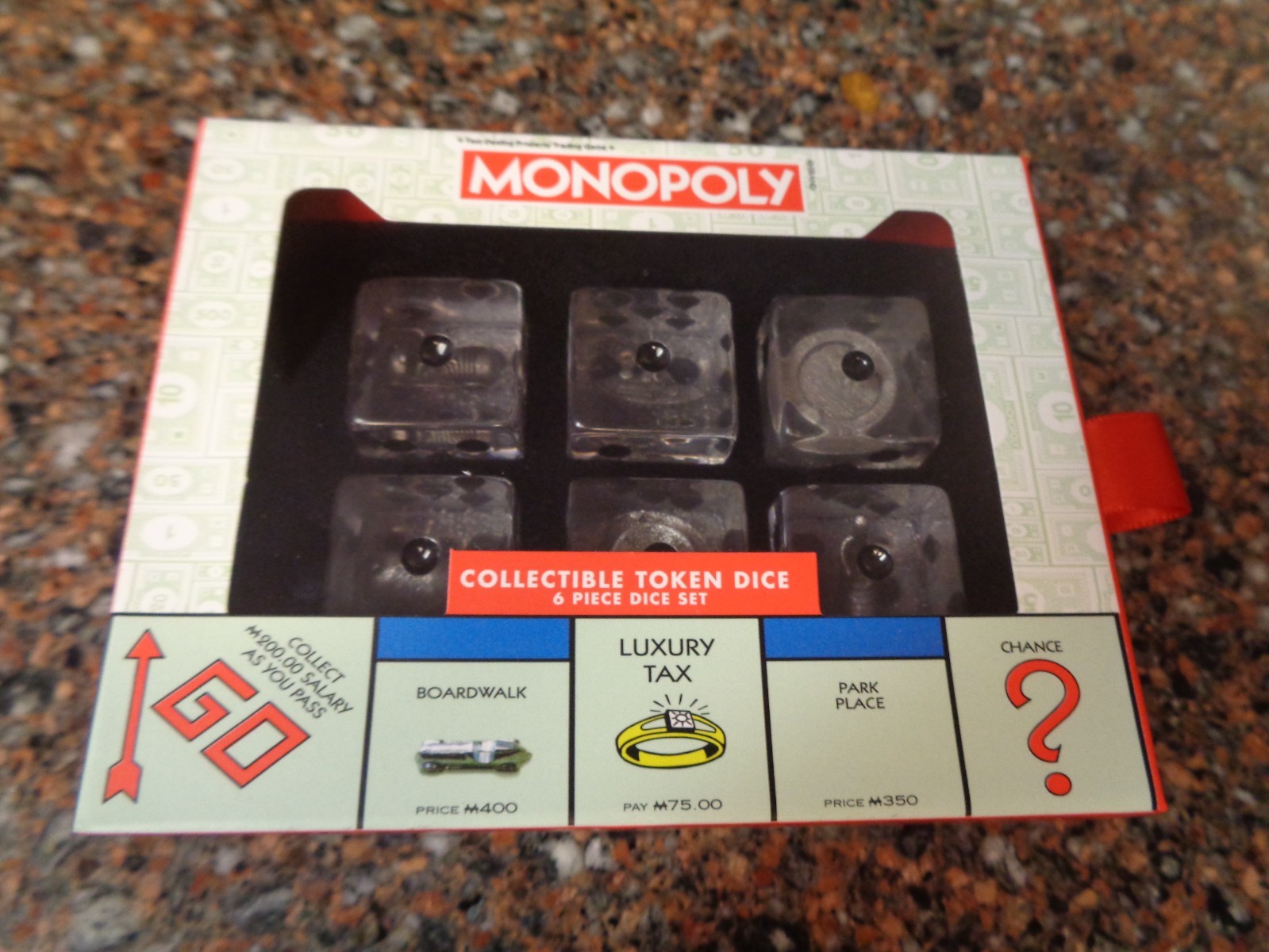 FanRoll Monopoly Token Dice Set of 6 Oversized 22mm Collectible Embedded New