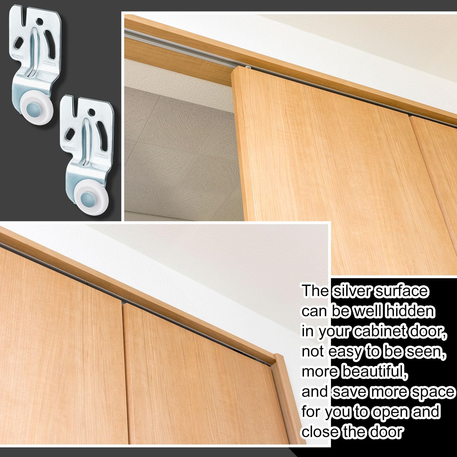 Blulu 4 Pcs Sliding Closet Door Roller Kit Silver