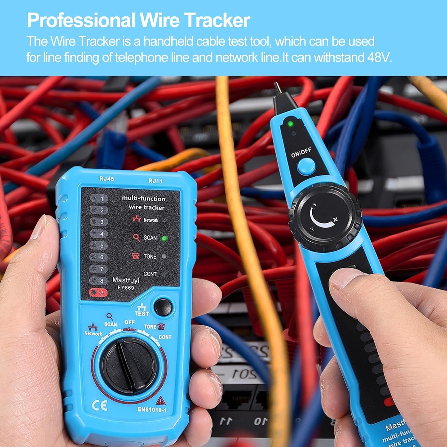 Network Cable Tester, Wire Tracker Multifunction, Tracer with Probe Sound, RJ11...