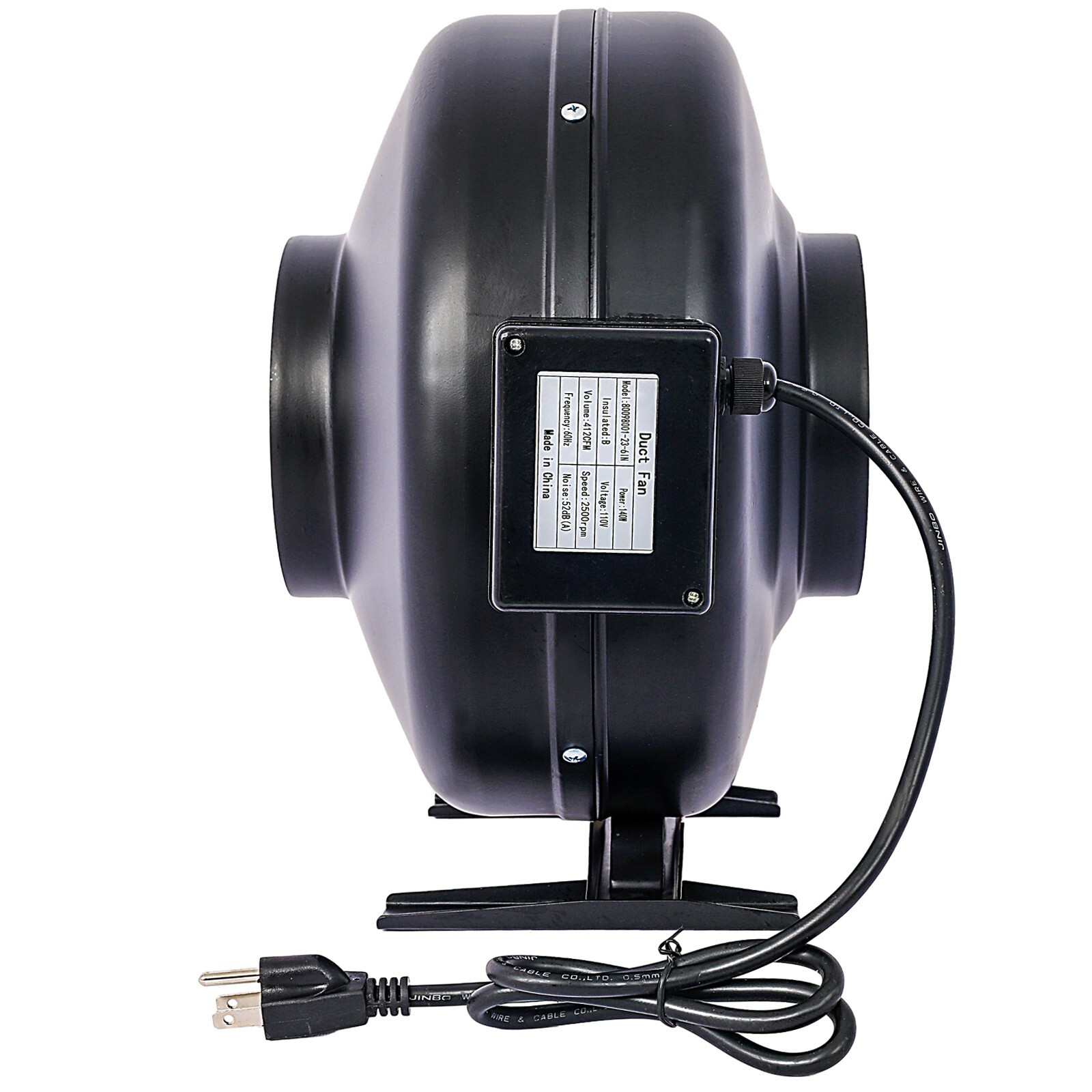 6'' 412 CFM Inline Duct Fan: Air Circulation Vent Blower