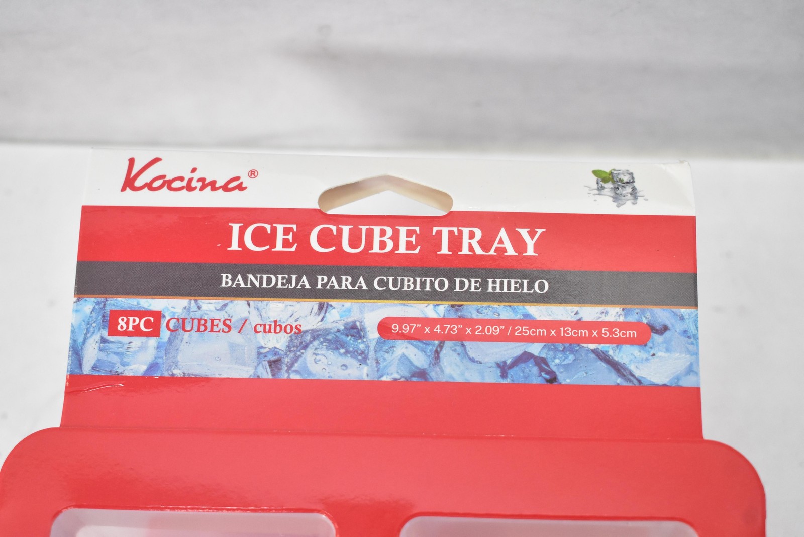 Kocina Ice Cube Tray Set Of 3 Red Square 8-Cube Stackable Plastic KT-4052