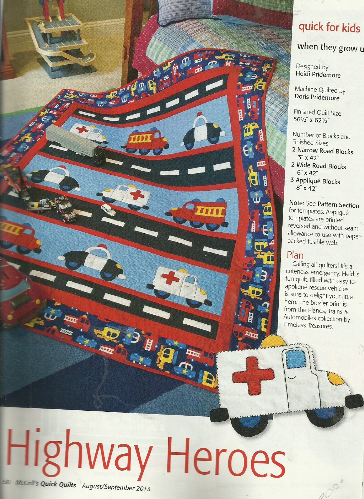 B0626 HIGHWAY HEROES QUILT PATTERN/INSTRUCTIONS