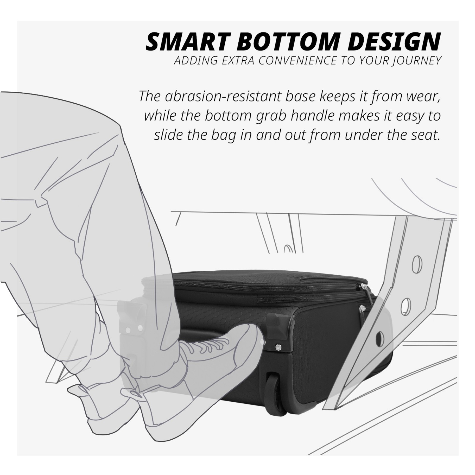 Verage 16 In Rolling Underseat Luggage with Wheels, Softside Expanable Suitcase