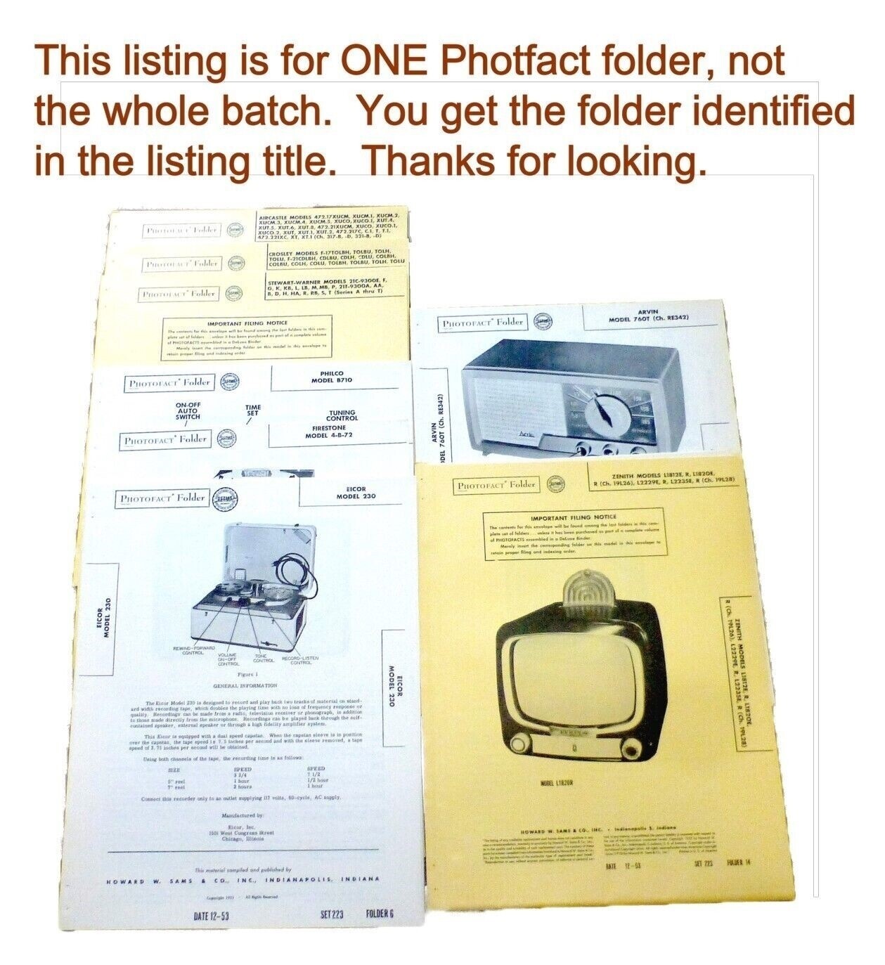 Sams PhotoFact set 409 folder 12 Motorola phono models 2F21B, R ch. HS-598