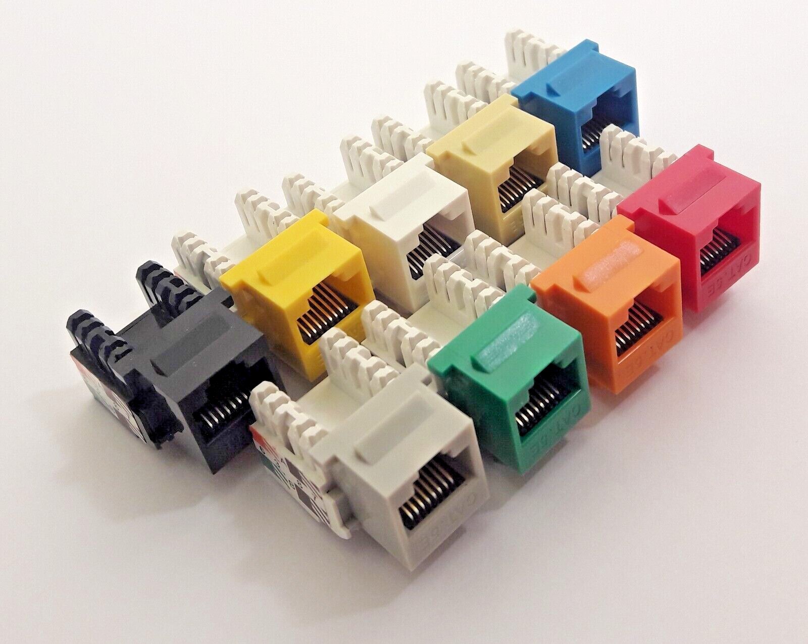 CAT5e RJ45 Keystone Jack 110 Punch Down Network Snap-in Insert - 1-100 Pack Lot