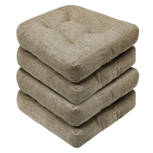 Chair Cushions for Dining Chairs, Non-Slip Chair 17"x17"(Pack of 4) Khaki