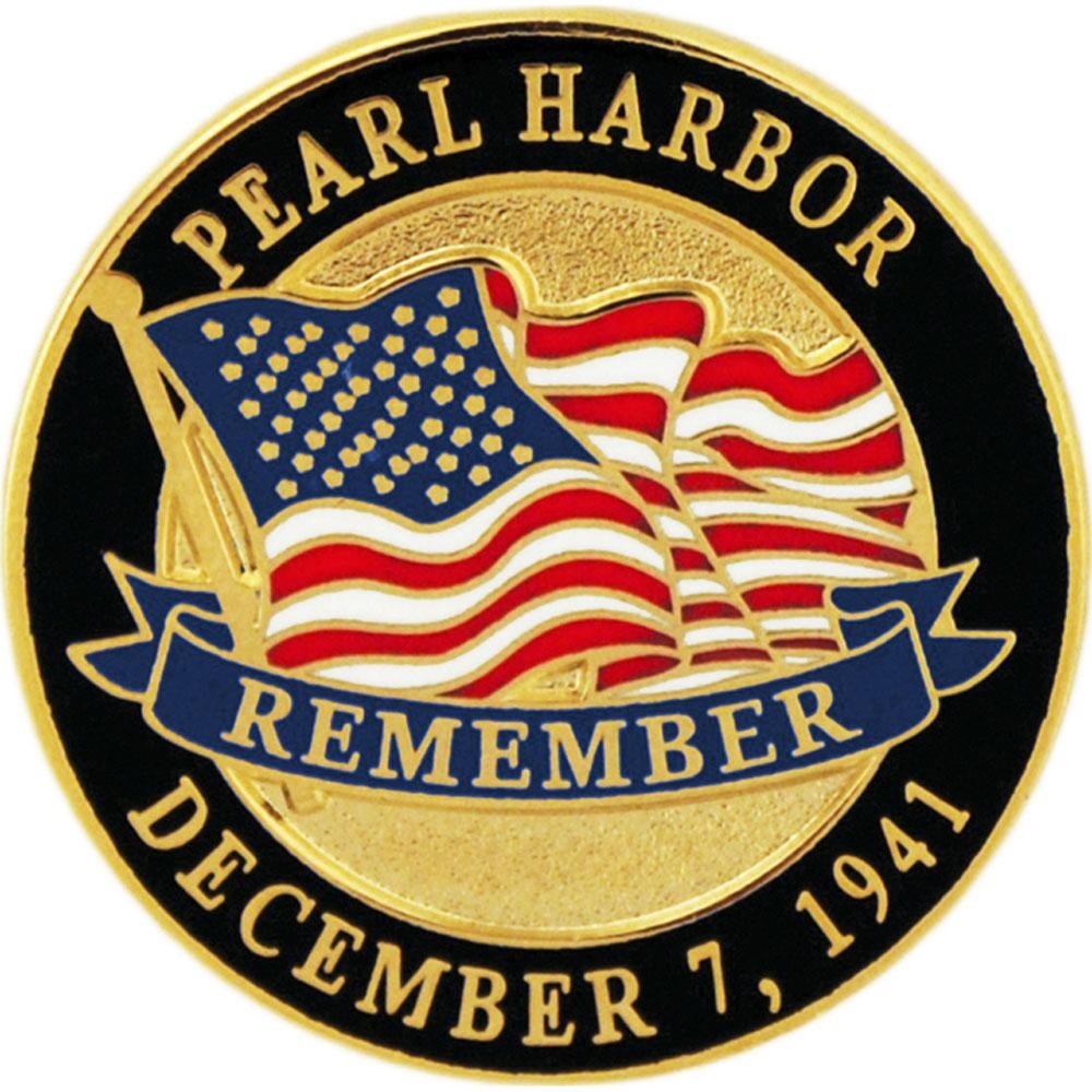 American Flag Remember Pearl Harbor Pin 1"