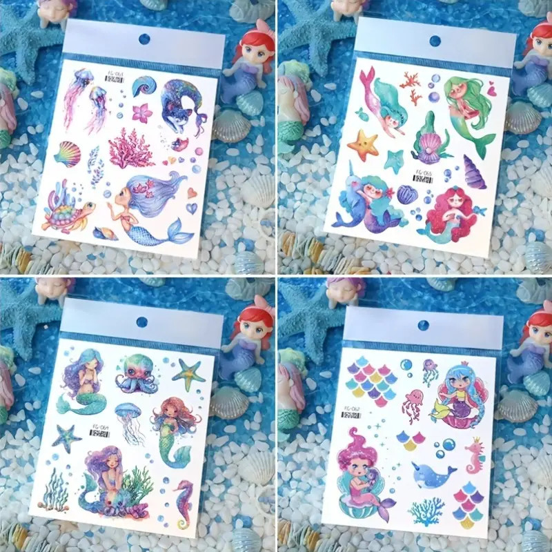 8 Sheets/OPP Glitter Mermaid & Unicorn