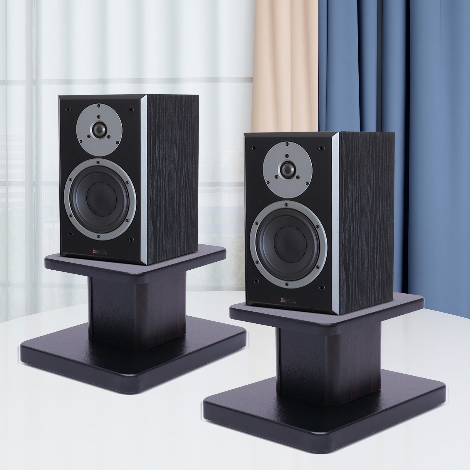 Elegant Black Walnut Speaker Stands for Bookshelf or Desktop Use