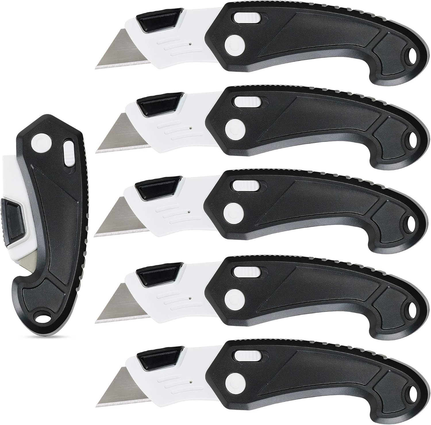 Lightweight Strong ABS Plastic Folding Utility Box Cutter (6 Pack) 6, Black