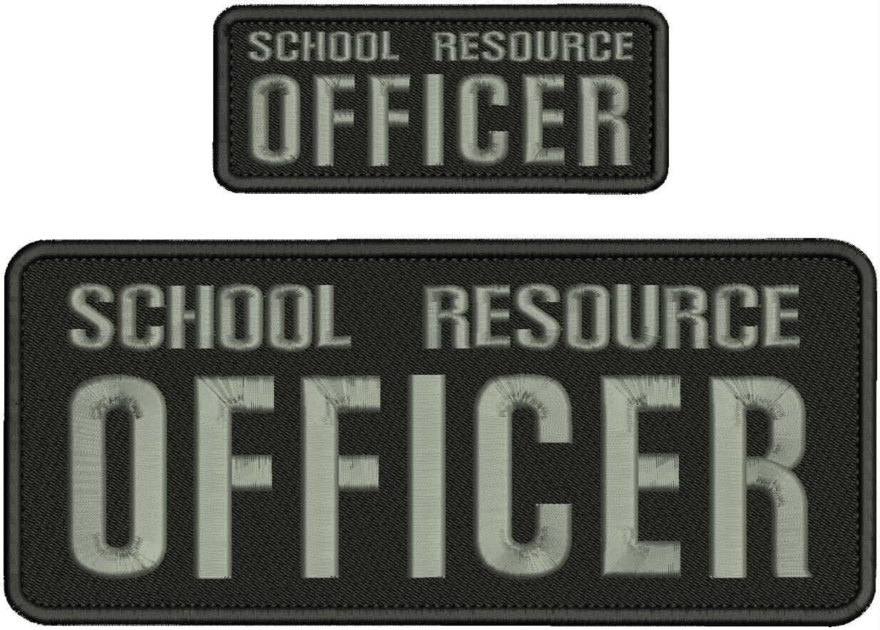 School Resource Officer 2 Emb patches 10x4 & 5x2 Velcr@ On Gray/blk