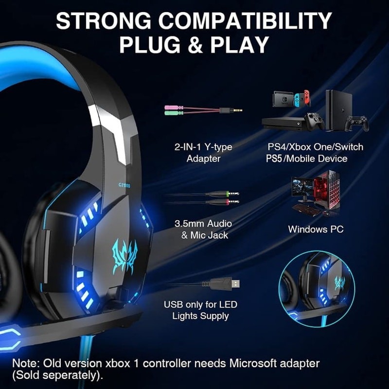 G2000 Gaming Headsets, Noise Cancelling Over-Ear Headset with Mic