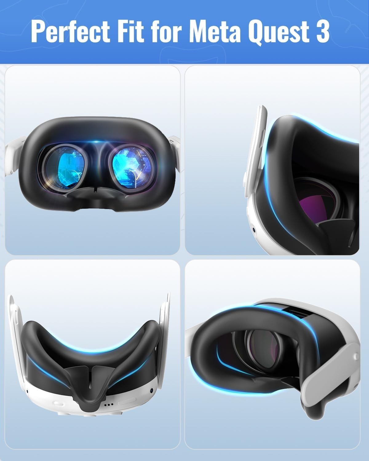 Silicone Face Pad for Meta Quest 3: Sweat-Proof, Easy Install & Maximum Comfort