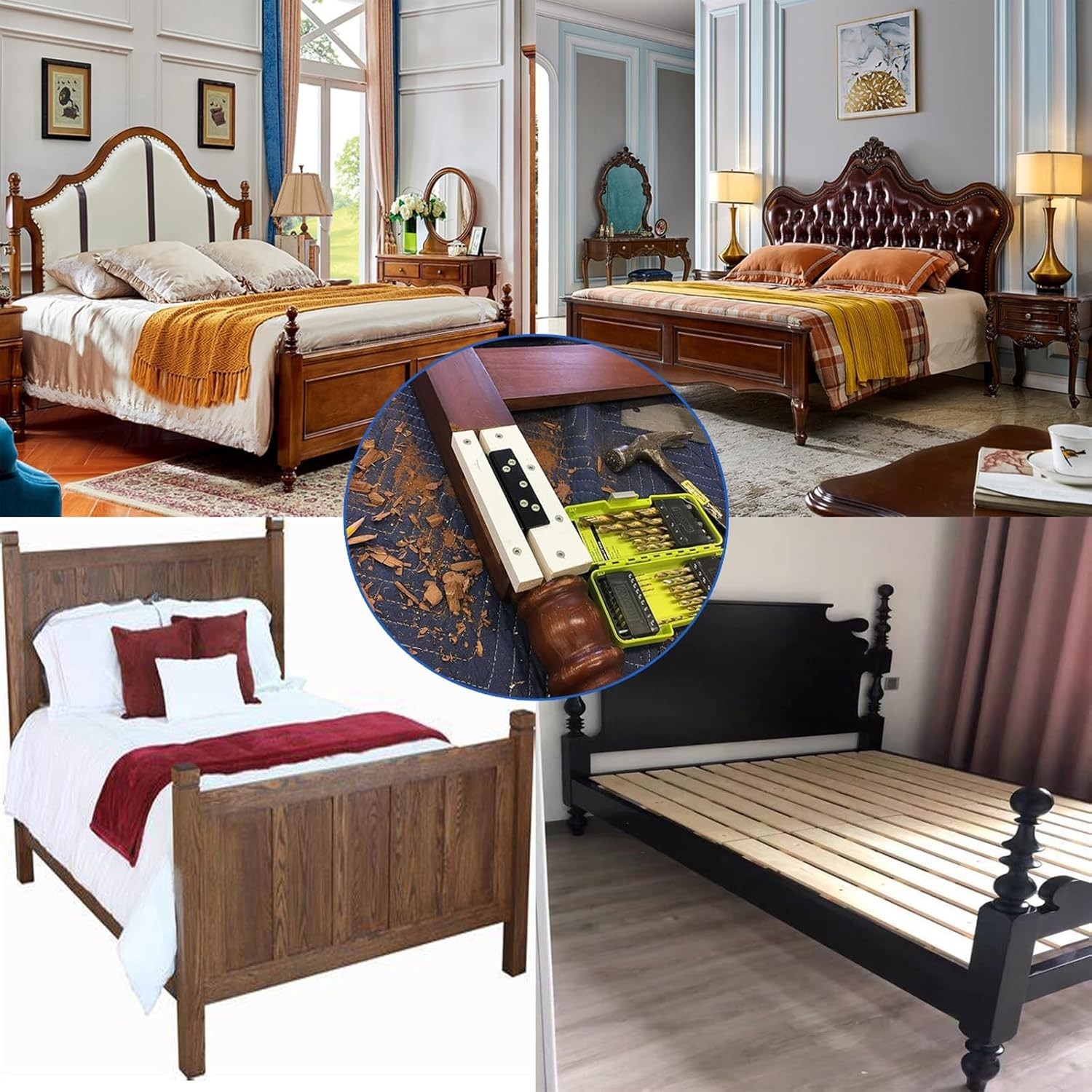 Bed Frame Hardware Bed Post Double Hook Slot Brackets Attachment Hardware, He...