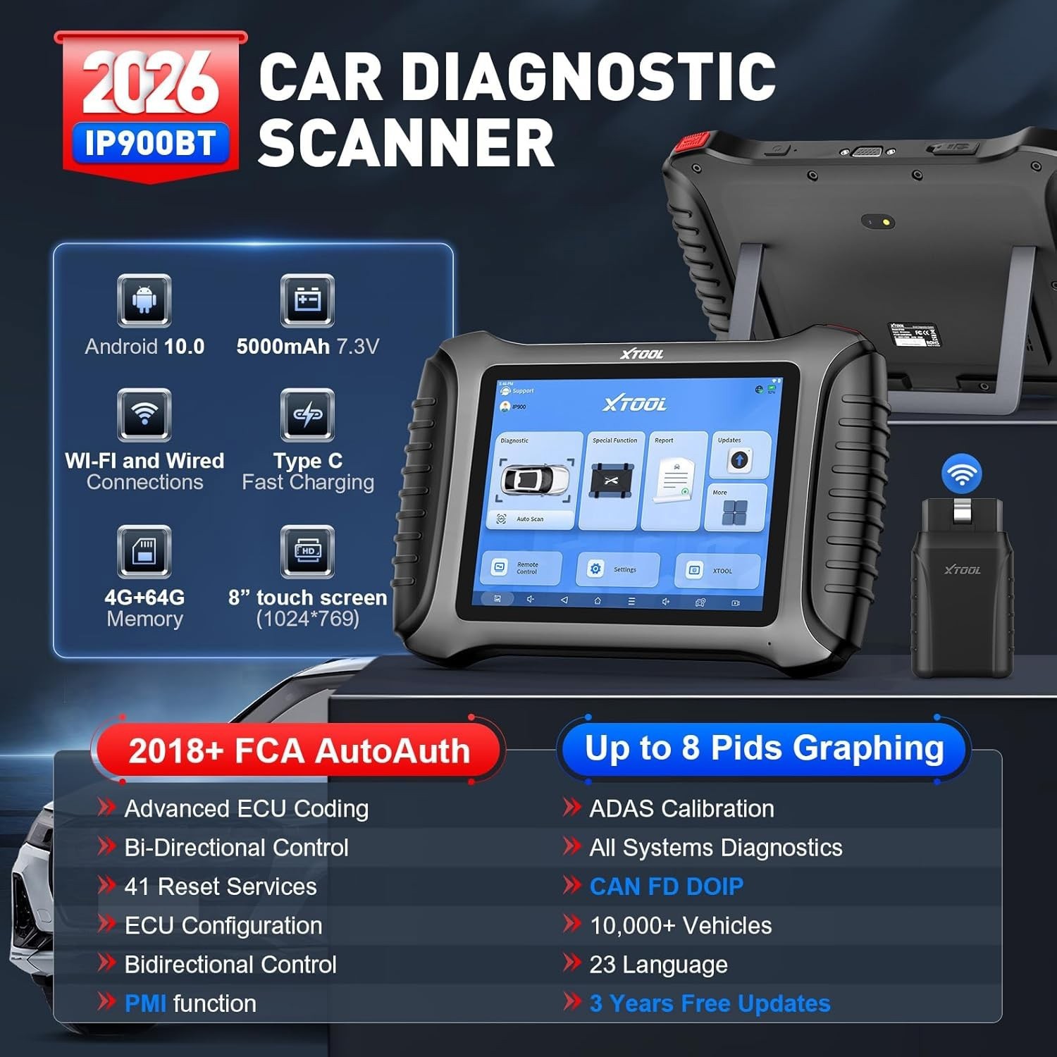 USED XTOOL IP900BT OBD2 Scanner AI-Assisted Wireless Diagnostic Tool Key Coding