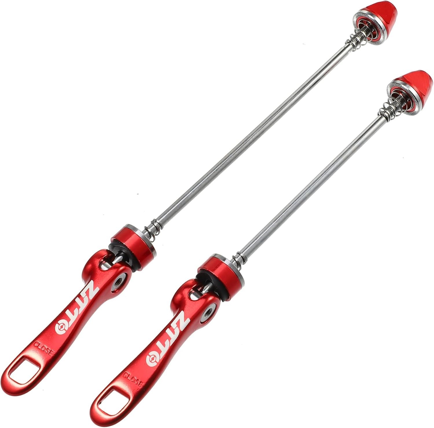 2Pcs Bicycle Bike Quick Release Axles Skewers Lever Front Rear 150mm 190mm Red
