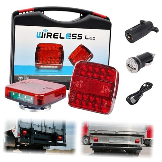 Wireless Trailer Lights Magnetic, New Rechargeable Wireless Trailer Tow Red