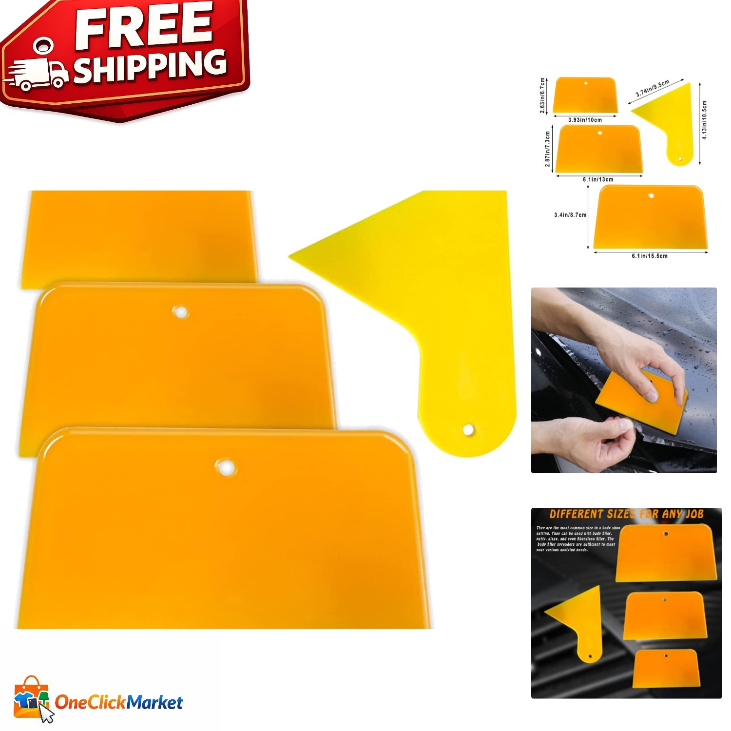 4 Pack Body Filler Spreaders - Flexible 3-6 Inch Plastic Tools for Auto Repair