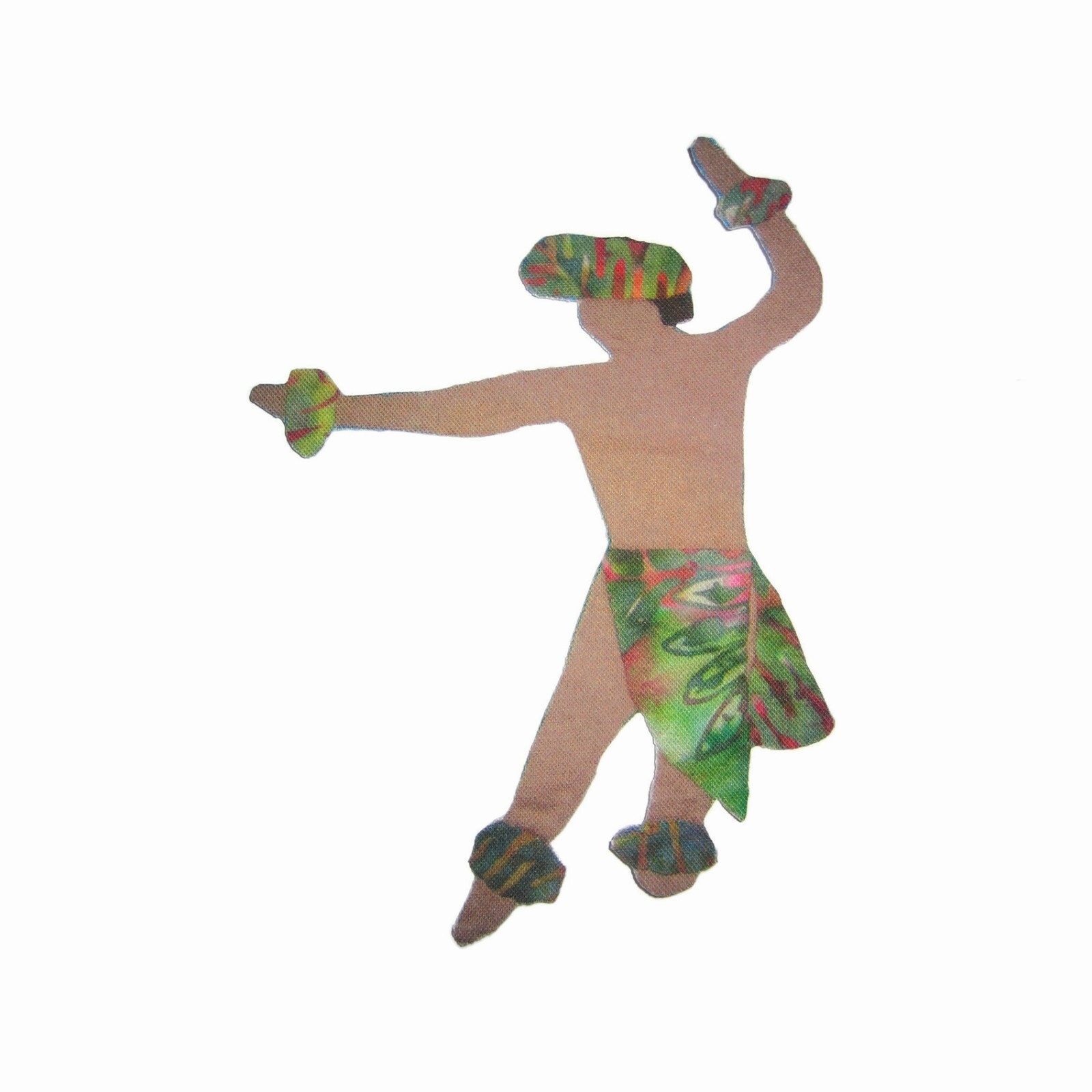 Hawaiian Hula Dancer Fabric Applique Male Tropical Batik Iron on, Quilt or Sew