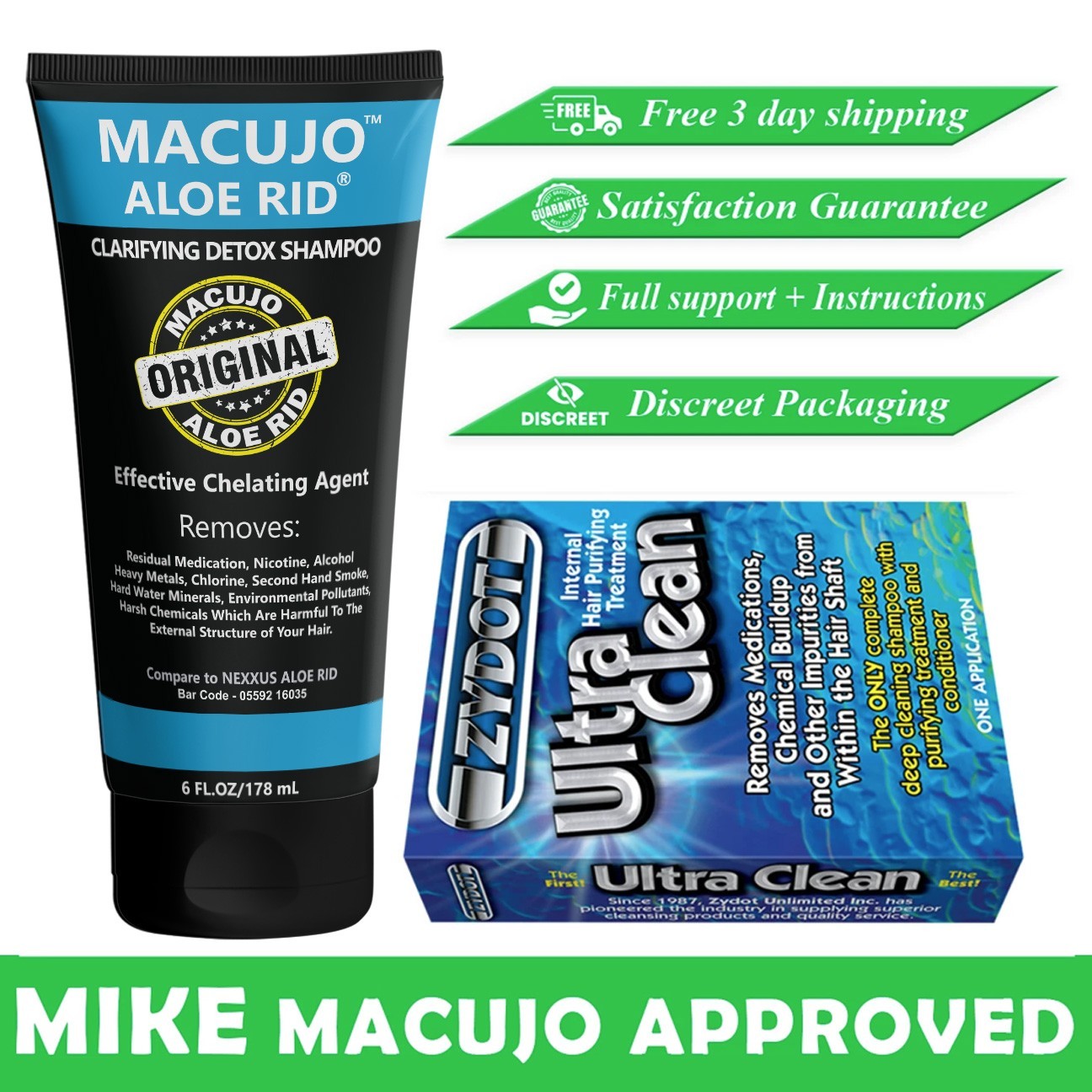 Macujo Aloe Rid + Zydot Ultra Clean Shampoo – PASS Your Hair Follicle Drug Test