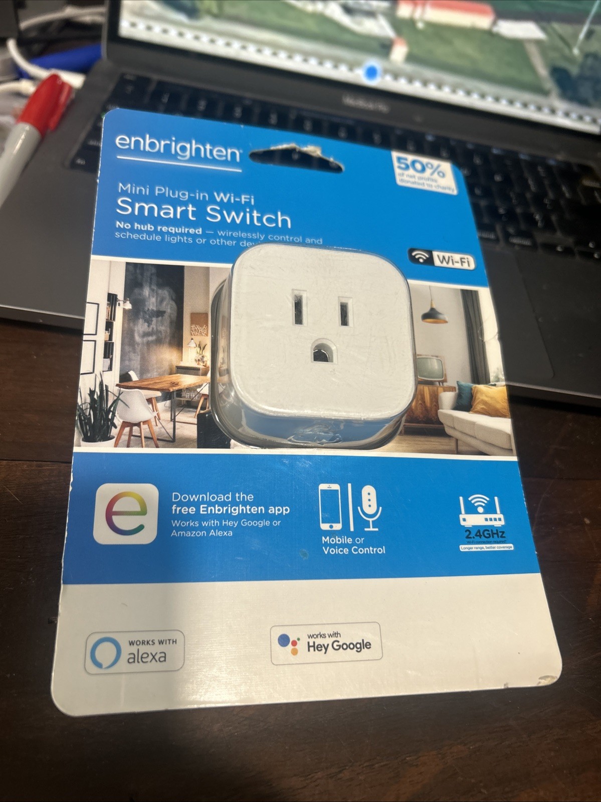 Enbrighten Mini Plug-In Wi-Fi Smart Switch Grounded Outlet No Hub Required 51511