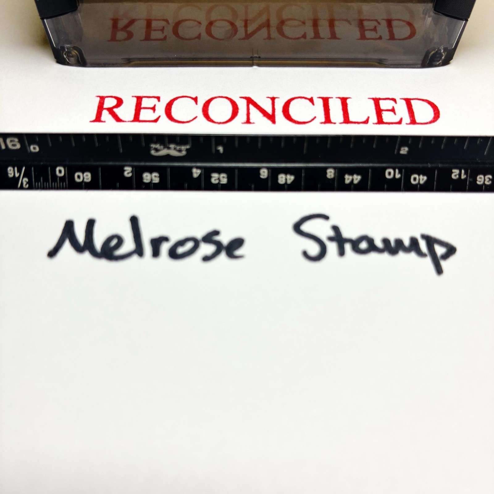 Reconciled Rubber Stamp Red Ink Self Inking Ideal 4913