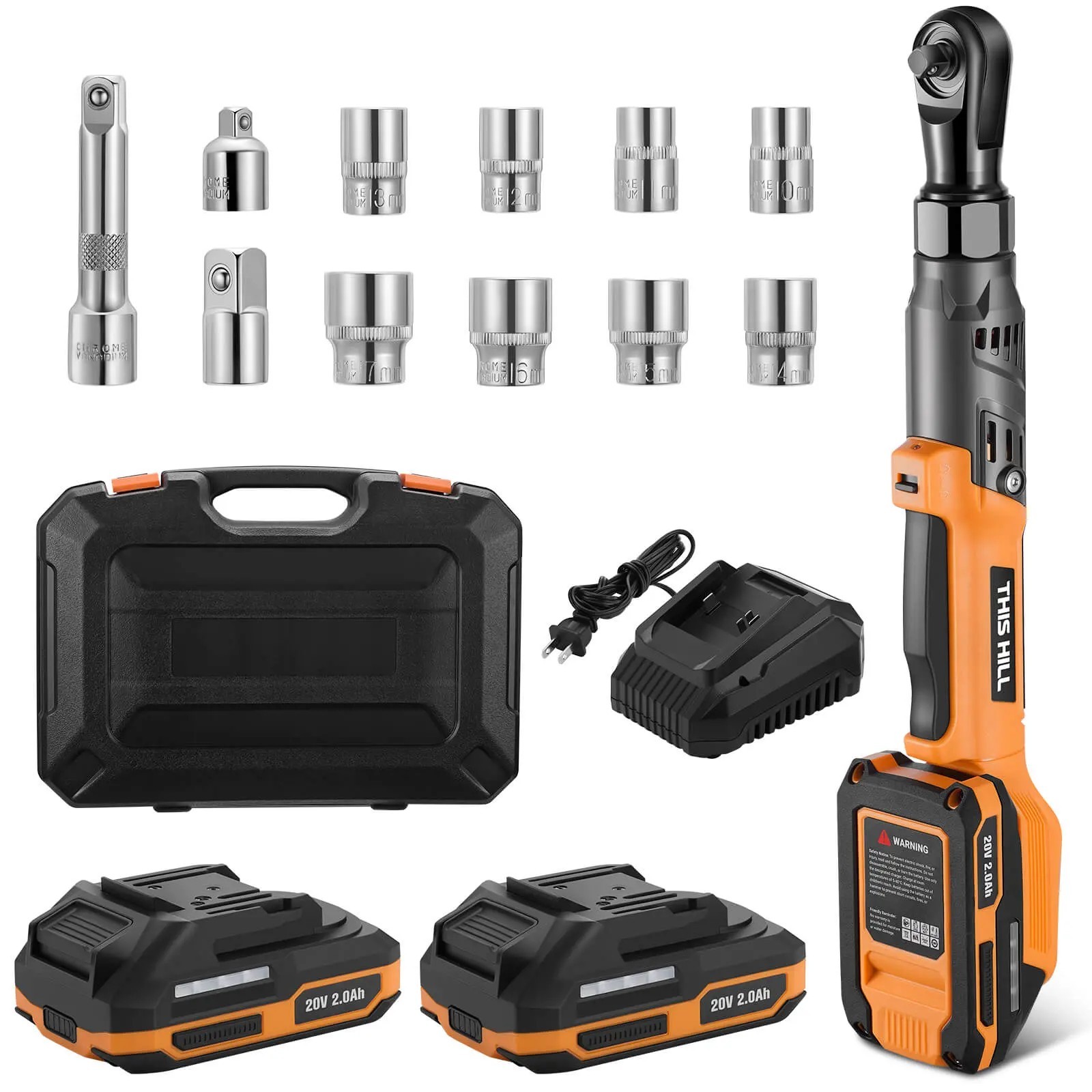 Complete 3/8" Drive 20V Brushless Ratchet Wrench Kit with Storage Case & Charger