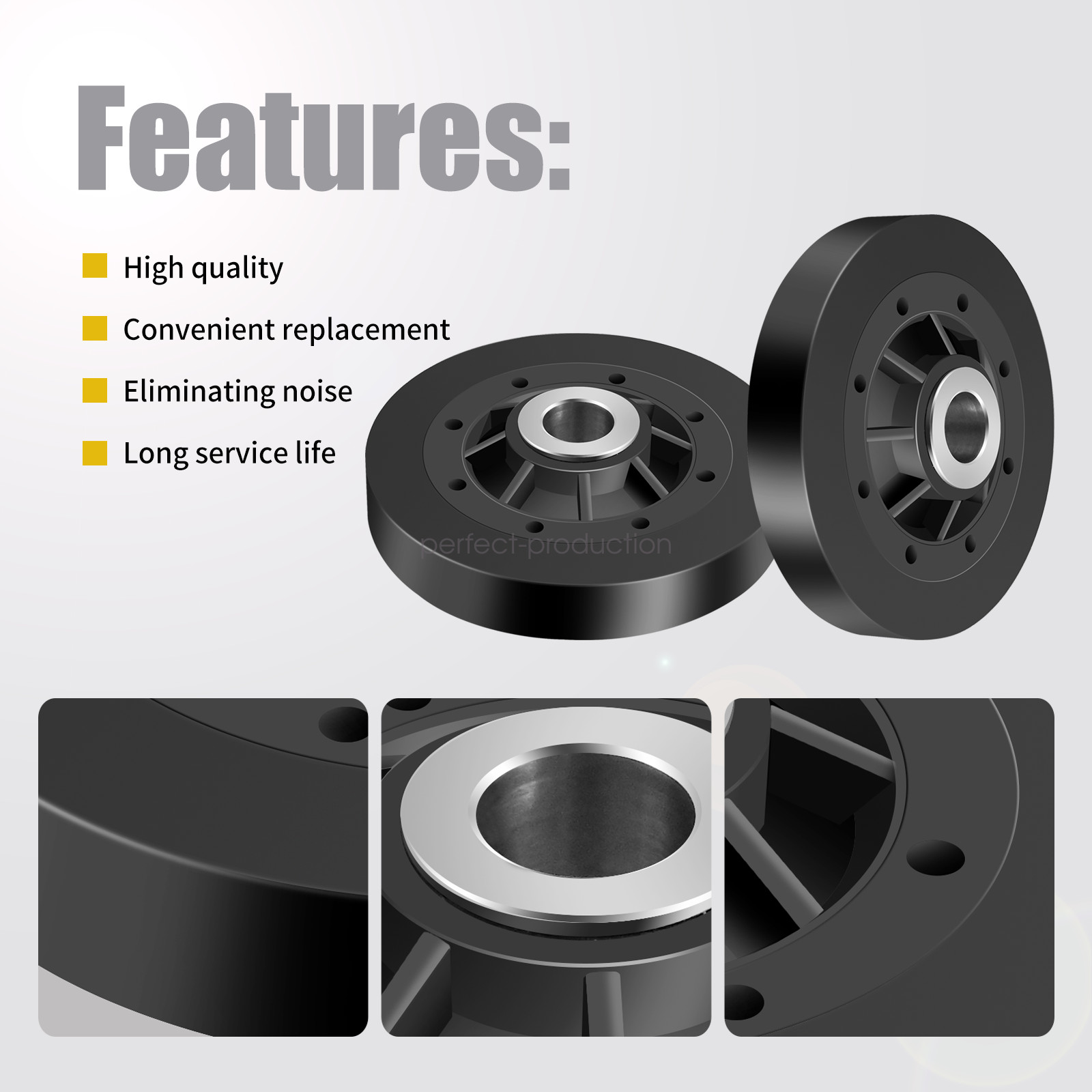 RB170002 Dryer Drum Roller Kit - Black Compatible with Speed Queen