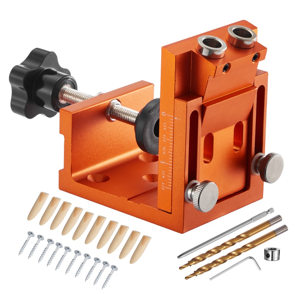 Pocket Hole Jig Kit,0.47-1.89 in Adjustable,Jig Pocket Hole System w/ Step Drill