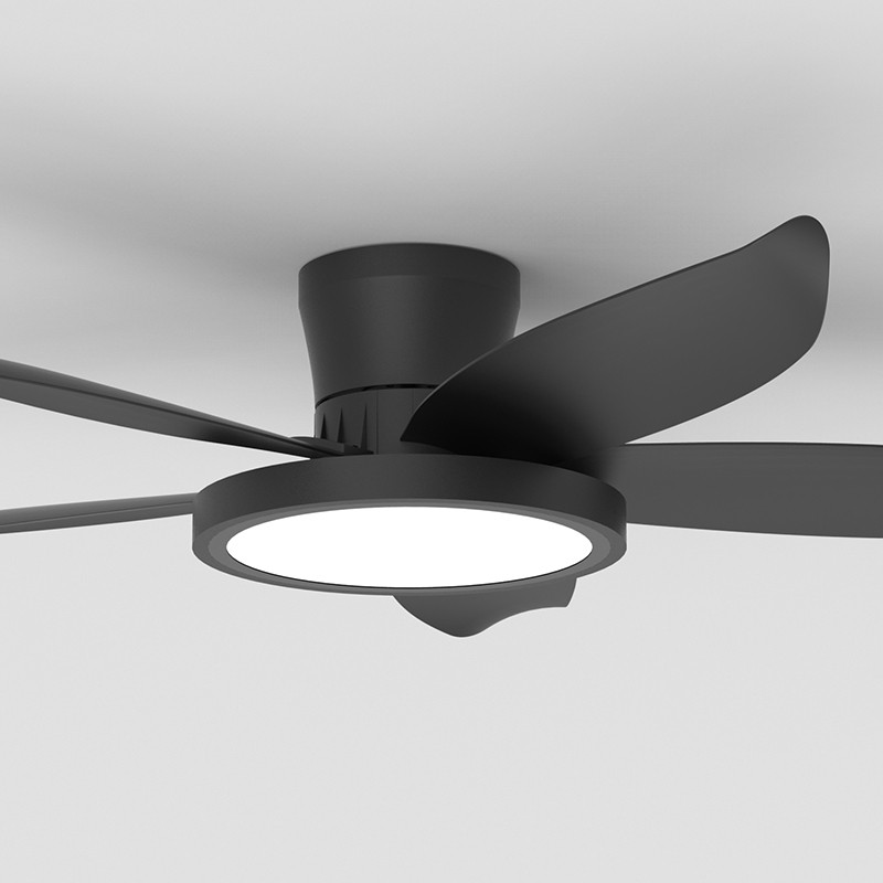 42" Low Profile Black Ceiling Fans with LED Light Flush Mount Remote APP Control