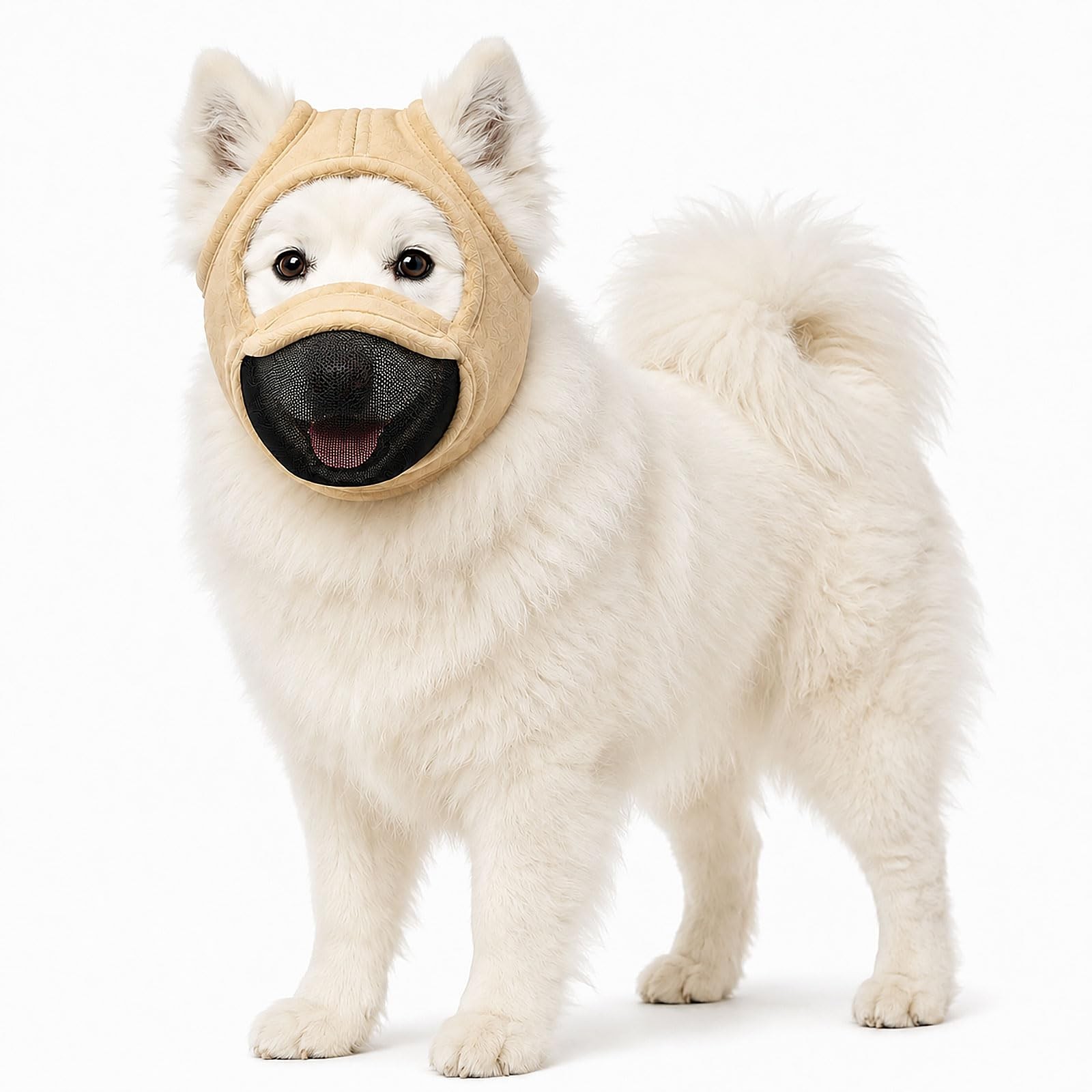 Colenumone Hooded Dog Muzzle with Ear Holes Prevent Biting Barking Scavenging