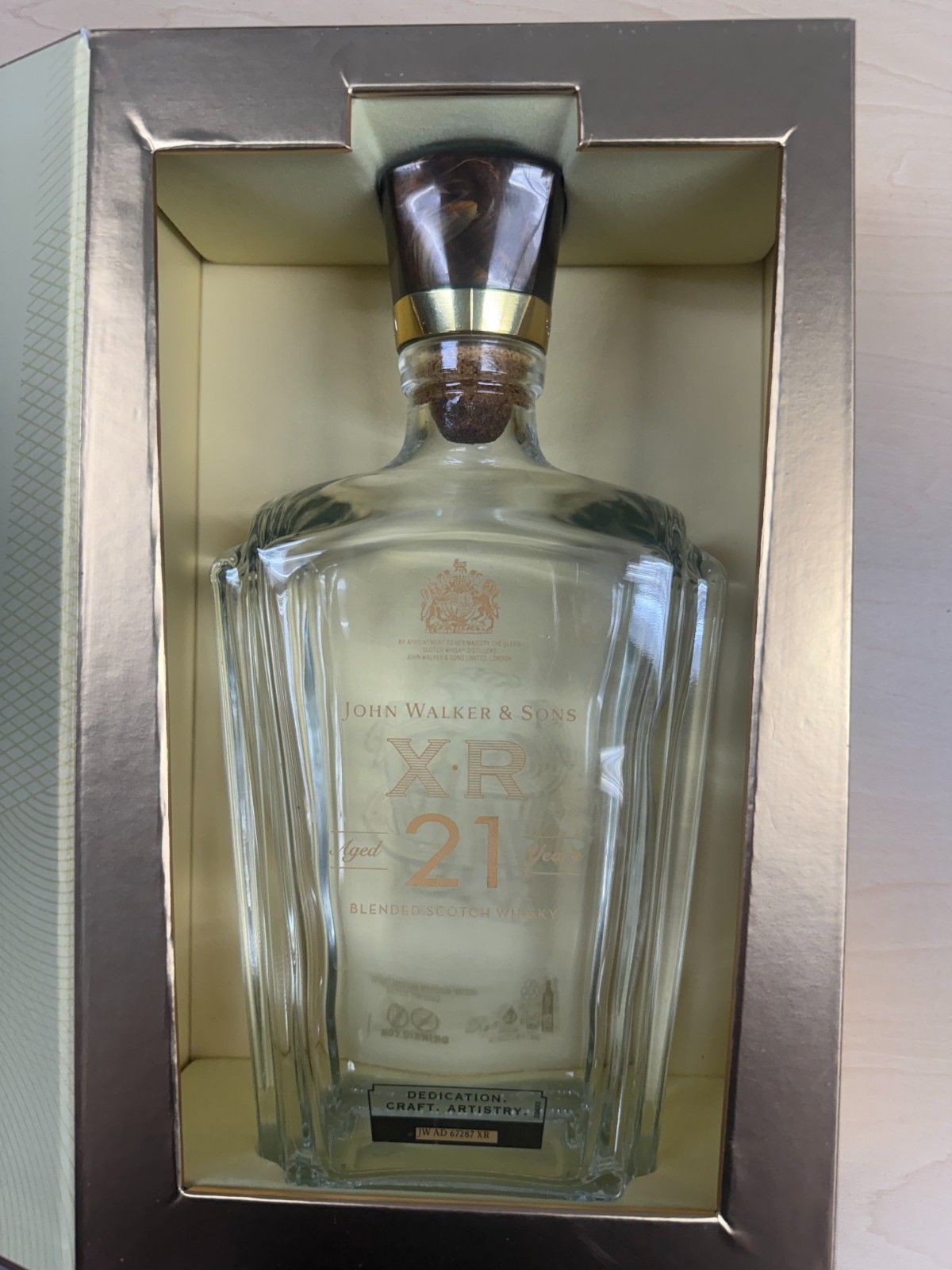 Empty Johnie Walker XR21 Box And Bottle.