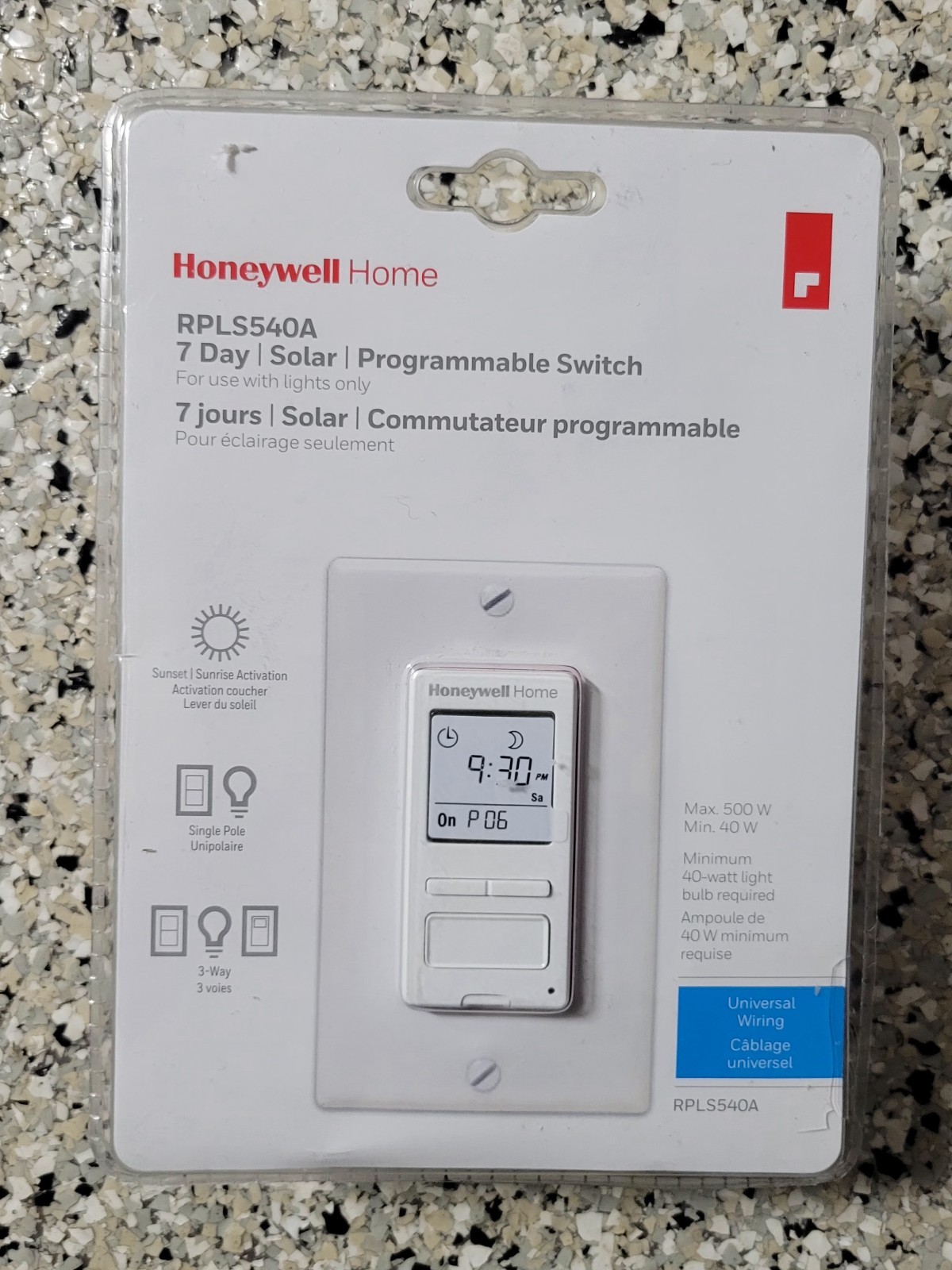 Honeywell 7-Day Solar Programmable Light Switch Timer.  RPLS540A White. NEW SEAL