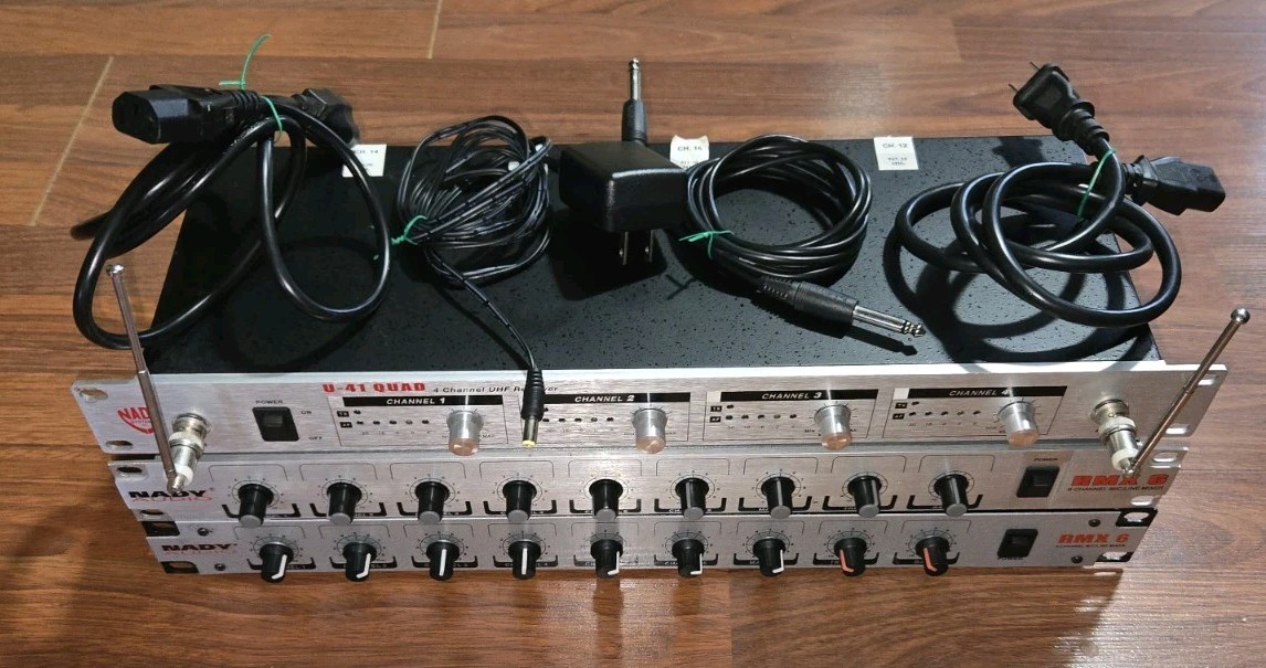 LOT 3 NADY RMX-6 Six-Ch Rackmount Mic/Line Mixer x2, 4-Ch UHF Receiver U-41 QUAD
