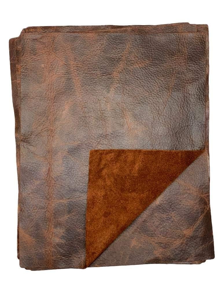 Distressed Cowhide Pull Up Leather Bourbon Pre Cut Piece 8.5x11 Inch