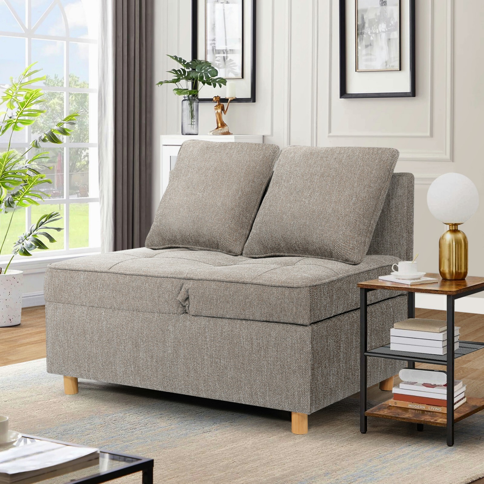 Sofa Bed Folding Ottoman Sofa Bed Chair 4-in-1 Sleeper Sofa Adjustable Backrest