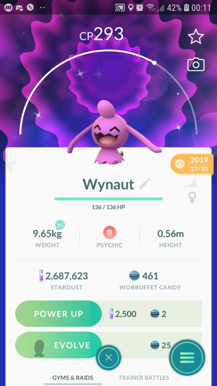 Shiny Wynaut Pokemon Tr@de Go