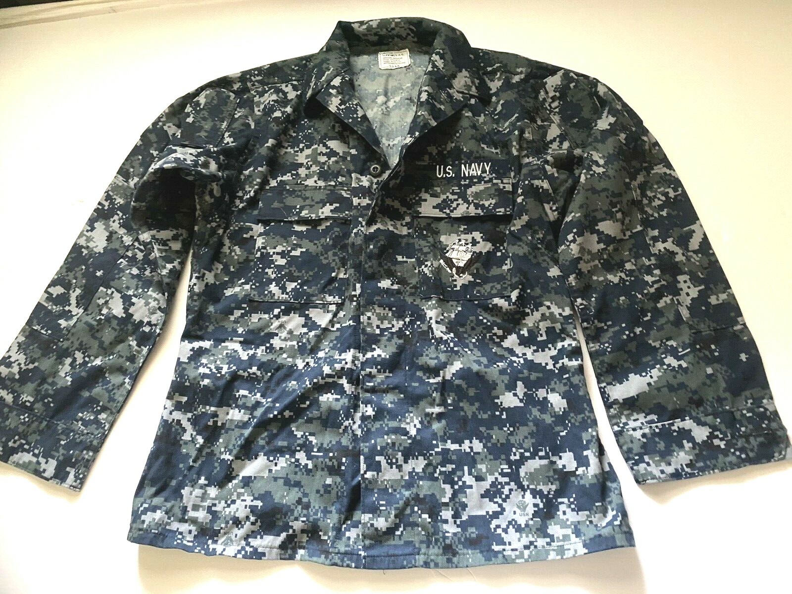 US Navy Military Digital Blouse working  Shirt Mans Size Medium Reg