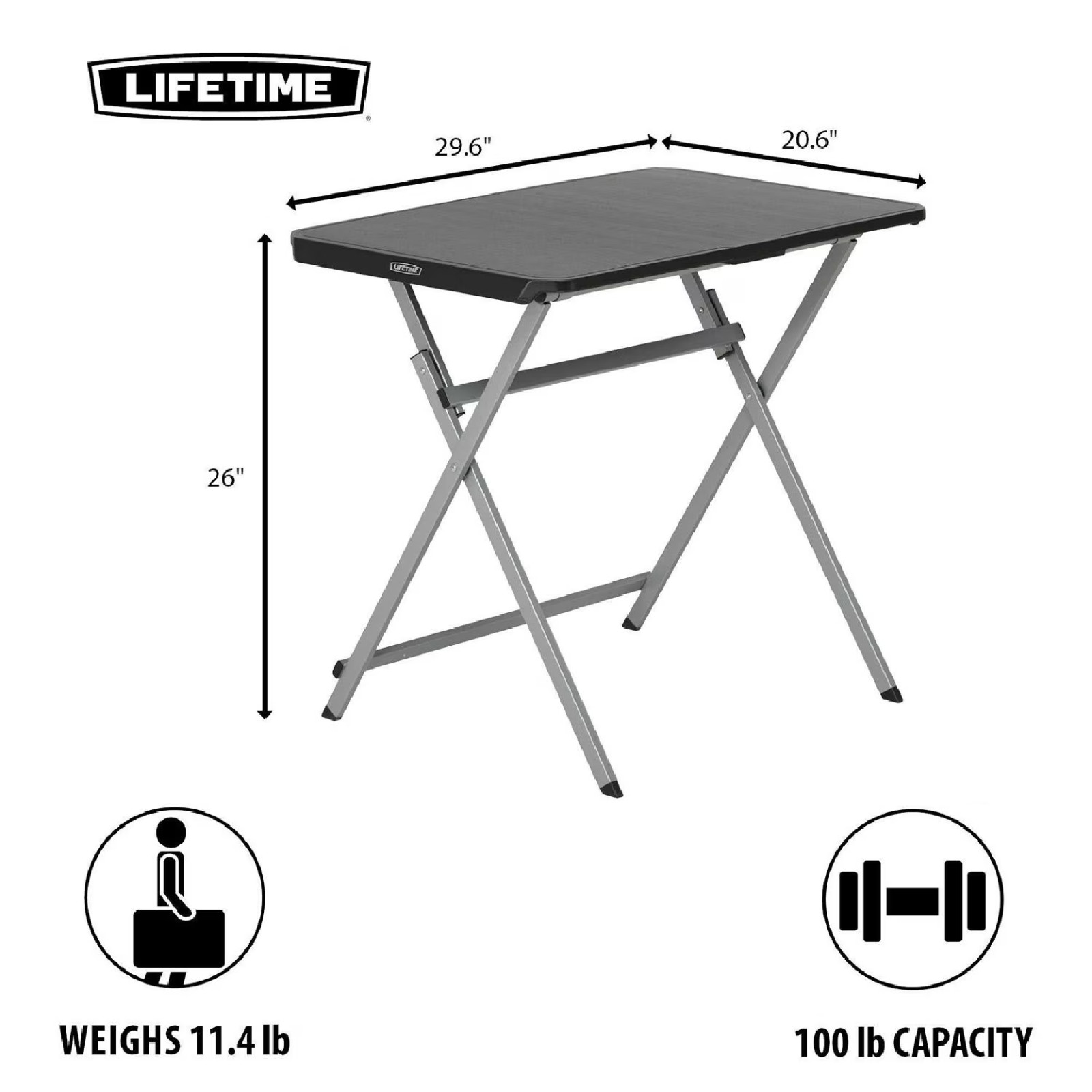 Lifetime 30" Light Commercial Personal Table Black