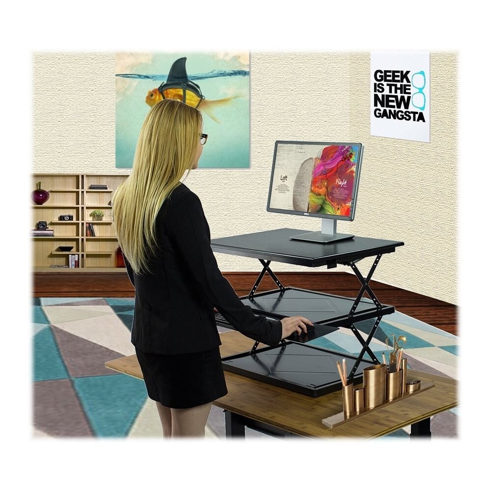 CHANGEdesk Laminate Standing Desk Converter With Adjustable Height - Black