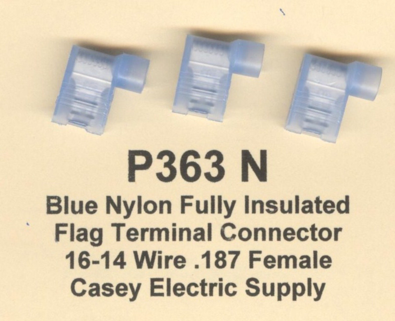 50 Blue NYLON Insulated FLAG Terminal Connector #16-14 Wire Gauge .187 Female